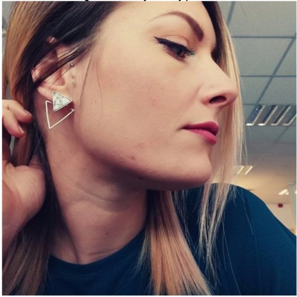 Lulu's "Triangular Infatuation" Marble Earrings - Picture 8 of 8